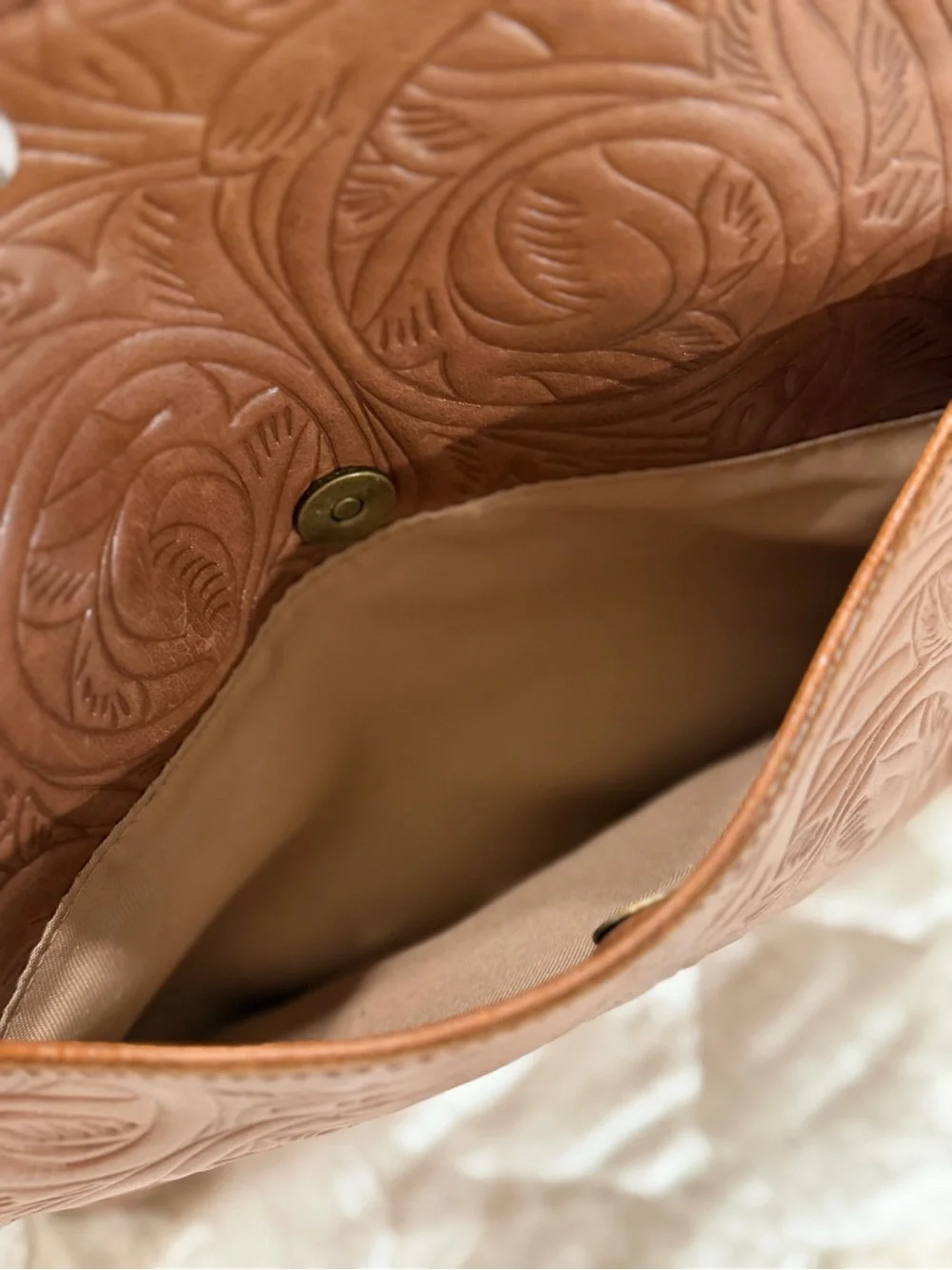 The Sak Sequoia Brown Embossed Leather Shoulder Tote